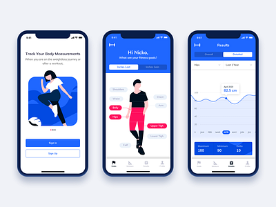 Fitness App app body chart clean fitness graph illustration ios measurement ui ux