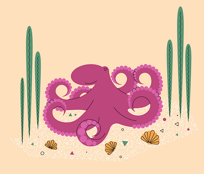 octopus flat illustration octopus vector