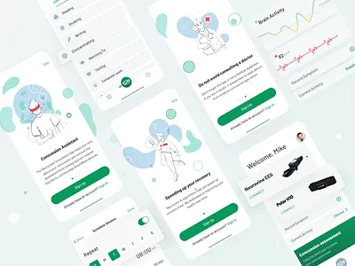 The Neurovine Application Design application brain brain activity concussion health heart rate illustration ios onboarding recovery ui ux