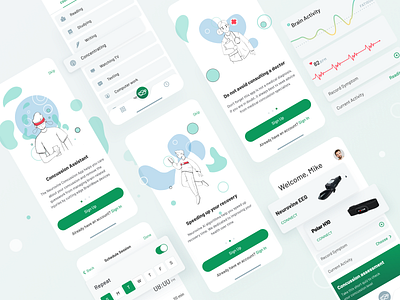 The Neurovine Application Design application brain brain activity concussion health heart rate illustration ios onboarding recovery ui ux