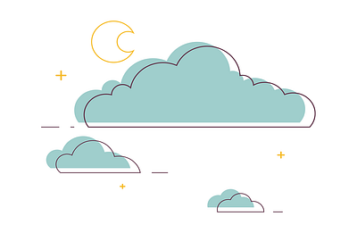 Clouds Illustration clouds design flat illustration minimal moon vector