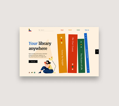 LIbrary online design illustration illustrator uiux web webdesign website