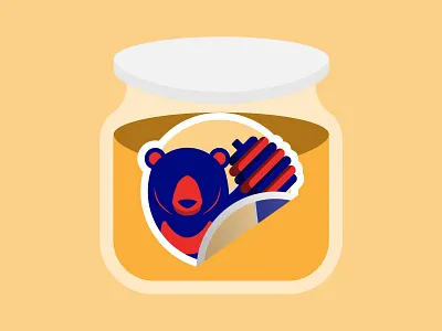 Logo Likes Honey bear branding design flat honey honeybee illustration jar minimal orange ui ui ux ux web website yellow
