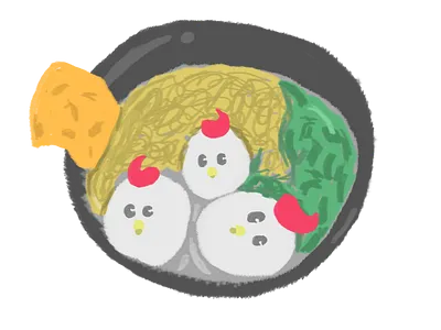 Chicken Bakso children cute cute art illustration
