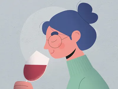 Wine tasting- smell art cabernet character cute design fruit girl hair illustration merlot photoshop sauvignon smell taste vino wine wine label winery woman young
