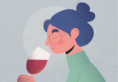 Wine tasting- smell art cabernet character cute design fruit girl hair illustration merlot photoshop sauvignon smell taste vino wine wine label winery woman young