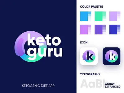 KetoGuru - Logo Design Exploration (for sale) app icon brand identity branding branding agency clean corporate for sale unused buy gradient gradient logo icon identity identity design logo logo design logo designer logotype media tech digital smart design symbol tech