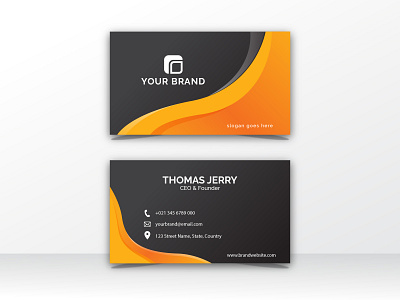 simple business card brand business business card company design illustration orange vector