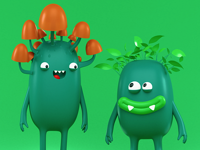 MyTrees 3d Characters 3d 3d artist blender blender 3d brand brand character branding character characters cinema 4d design green illustration leaves mascot model mushrooms mytrees render trees