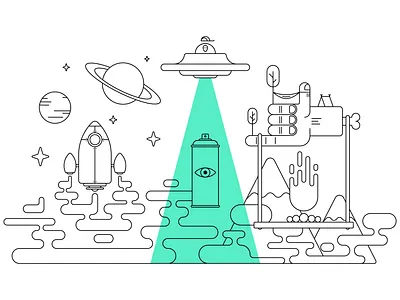 Different worlds flat illustration illustration art illustrator vector