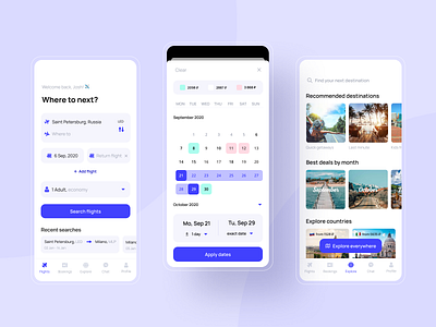 Plane tickets booking app airplanes avia booking booking app calendar data picker design concept flight search ios plane tickets planes