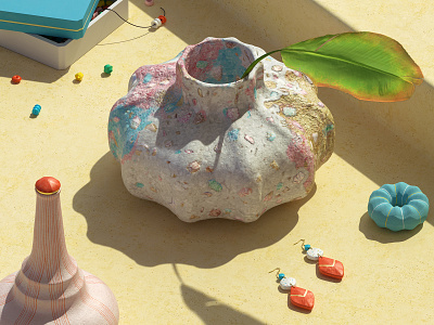 Collecting Pretty Things 3d 3d design 3d modeling c4d cgi cinema4d design digital art maxon pottery product redshift render set set design substance painter zbrush