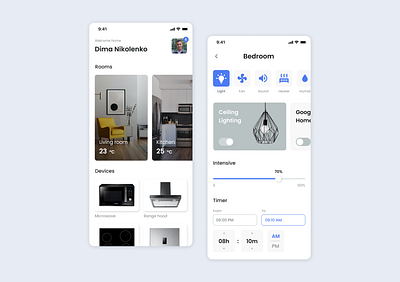 Smart home concept app bedroom concept design home homepage mobile ui rooms smart smarthome ui