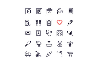 hospital icon set ambulance bag doctor drugs heart hospital hospitality love search