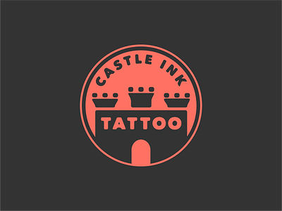 Castle Ink Tattoo branding castle castle logo illustrator logo minimalist logo red and black typography vector