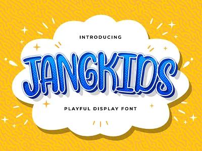 Jangkids - Playful Display Font beautiful calligraphy children cute decorative fun handlettering handwritten kids kindergarten multilingual playful preschool quirky