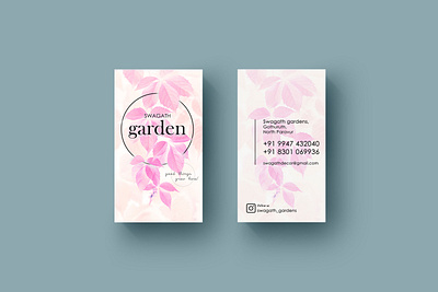 visiting card for garden branding design garden illustration leaves pink simple vector visitingcard