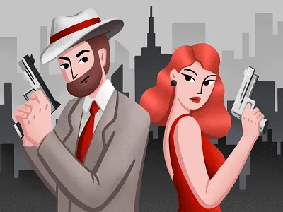 Illustration for inetmafia.com character dribbble best shot gangster illustration mafia procreate