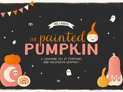 The Painted Pumpkin art autumn boo clipart design elements flyer ghost ghosts graphic elements halloween illustration illustrations paint painted painting paintings poster pumpkin vector