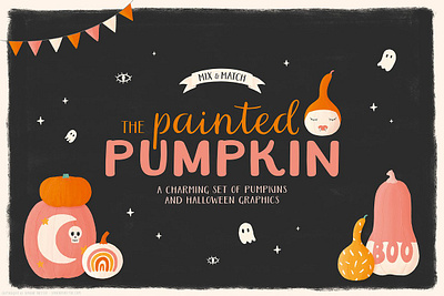 The Painted Pumpkin art autumn boo clipart design elements flyer ghost ghosts graphic elements halloween illustration illustrations paint painted painting paintings poster pumpkin vector