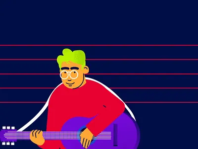 Musical Characters animation character colleagues explainer flat gif glasses group guitar headphones illustration music tick