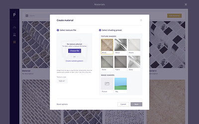 Prompto Studio: Create material dialog texture ui upload ux wizard