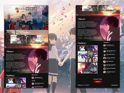 Hello World Concept Site (5 Month Retrospective Remaster) adobe xd anime concept hello world movie streaming ux design web design