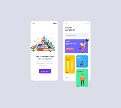 Online Learning App app design clean educational learn learning ui simple ui ui