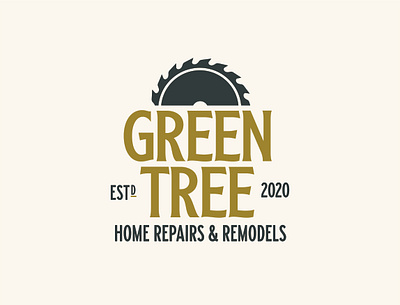 Green Tree badge branding design general contractor logo typography vector woodworking