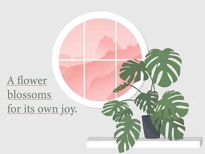 Pure adobe art beauty design fantasy flat flower graphic green home illustration illustrator landscape pink plant simple white window