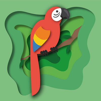 Parrot Cut out paper papercut parrot tropical vector