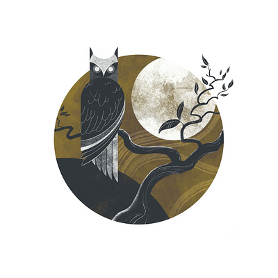 Nocturnal design illustration illustrator moon night nocturnal owl owl illustration tree