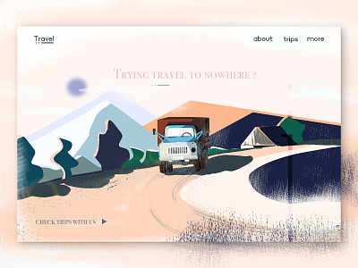 Travel landing car cruise design illustraion illustration art journeys landing page nowhere travel trips ui webdesign