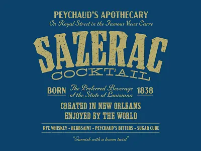 Sazerac design illustrator logo louisiana texture vector