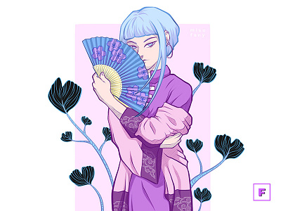 Ginkgo Lady aesthetic anime digitalart digitalpainting drawing fan fanart ginkgo girl illustration kimono manga mangaart