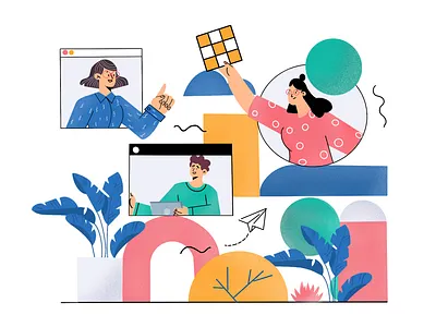 Team work illustration design illustraion team management teamwork together at home ui ux webdesign