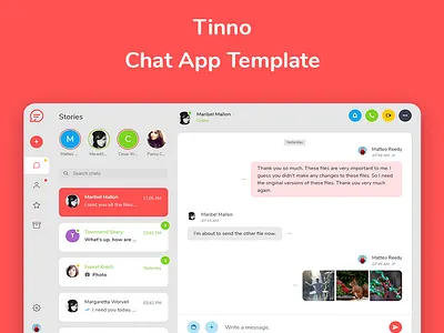 Tinno - Chat App Template bootstrap 4 chat clean design communication conversation dating platform design discussion html message messenger talk ui video call voice call