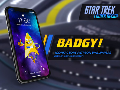 Star Trek: Lower Decks - Badgy! Wallpaper badgy cartoon combadge desktop gedeon maheux humor iconfactory ios lockscreen macos patreon star trek starfleet wallpaper