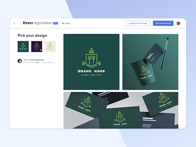 Fiverr Logo Maker - Pick your design artboard branding desktop editor interface logo logo maker logomaker mock up product design toolkit ui ux ux ui