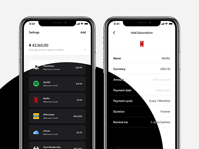 Moneo: Black or White? design ios mobile subscriptions