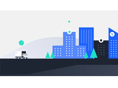 Manufacturer explainer video branding city design drug healthcare icon illustration