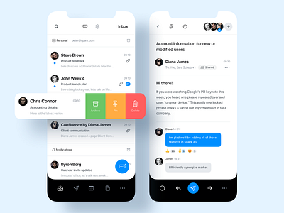 Spark Email Client Redesign app app archive black clean client concept design email email client inbox ios mail minimal mobile redesign sent spark tools ui ux