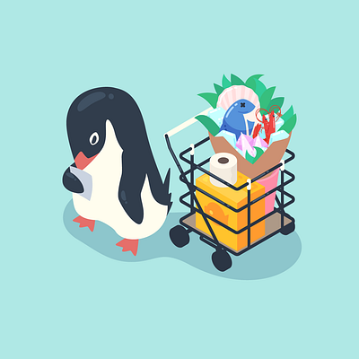 Penguin Grocery Cart cart grocery penguin