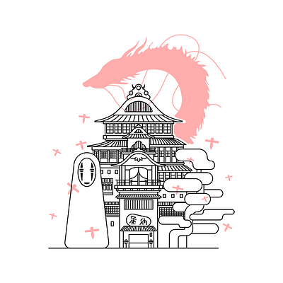 Spirited away digital illustration flat illustration illustration art illustrator lineart linework spiritedaway vector