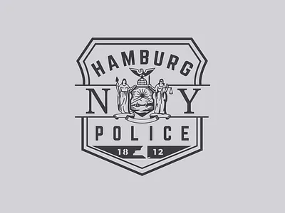 Town of Hamburg PD badge illustration logo ny patch seal tshirt vintage