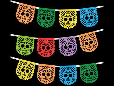 Papel Picado Dia De Muertos autumn banner day of the dead design dia de muertos fall fiesta mexicana illustration mexico papel picado