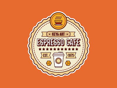 Espresso Cafe Vintage Label cafe coffee graphicdesign key6 art key6art logo logo design vectorart vintage vintage logo