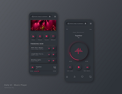 Daily UI - Music Player app design dailyui dark mode illustration mobile music app music player neomorphism ui