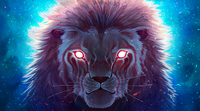 Fuchsia Lion animal colour concept art creative digital art illustration illustration art lion portrait wallpaper