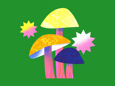 Boss Sweet Mushrooms bright colorful design flat flower illustration graphic design icon illustration illustration art illustrator mushrooms organic plant scene scenery simple texture trippy vector vector graphic